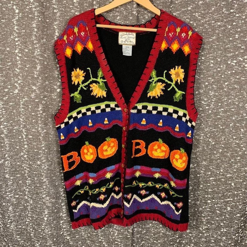 Vintage Heirloom Collectibles Knit Halloween Sweater Vest Women's 14/16